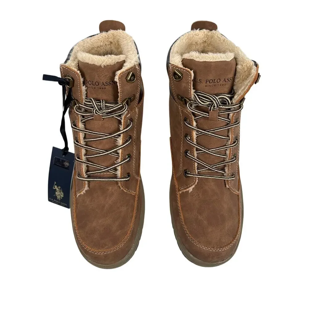 U.S. Polo Assn. Soren Casual Mid Boot‎ Mens 10 M Brown Faux Suede Lined Lace Up